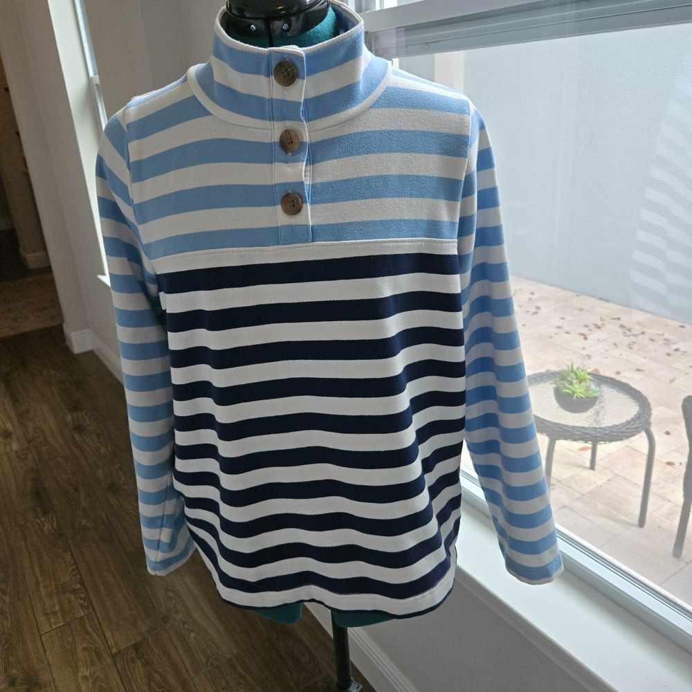 J. Crew Womens Mixed Stripe Top Size Medium Nautical Preppy Long Sleeves